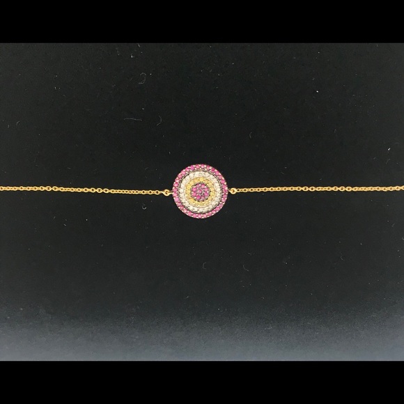 🧿18k Yellow Gold and Ruby Evil Eye Bracelet🧿 - Picture 3 of 6